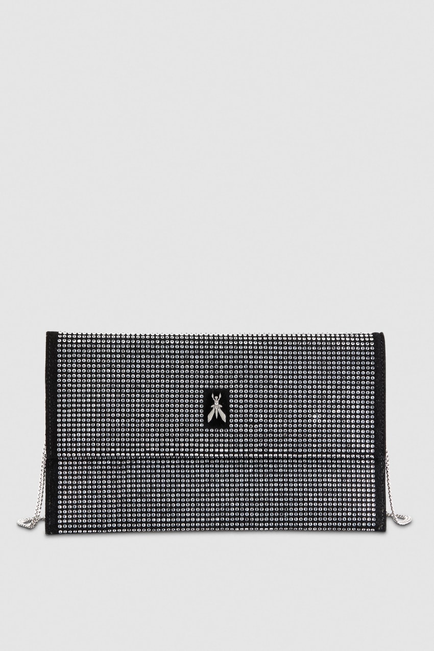 Patrizia Pepe Clutch Bag With Rhinestones And Shoulder Strap Pretas | 9037-VWFSJ