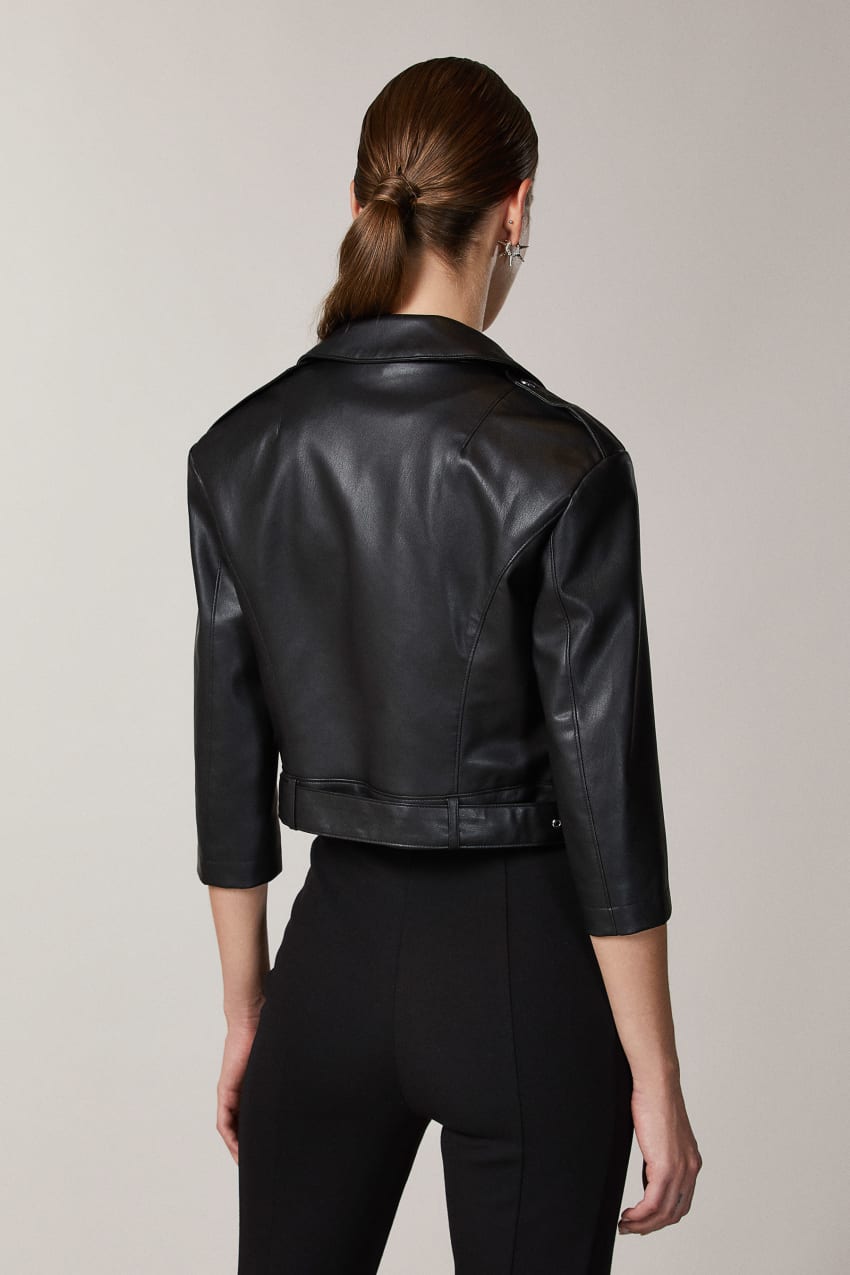 Patrizia Pepe Coated Fabric Biker Jacket Pretas | 2087-NDVMH