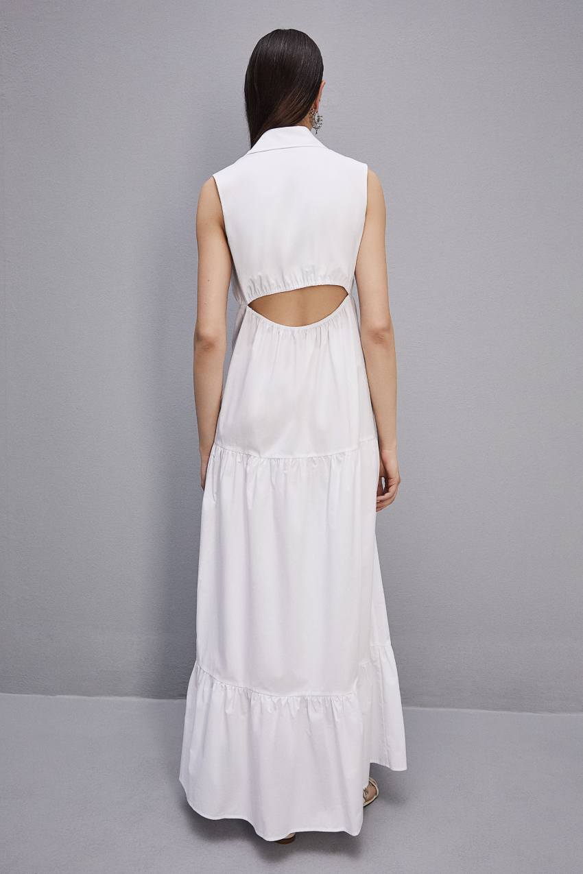 Patrizia Pepe Cotton Chemisier Long Dress Branco | 3146-WNZKQ