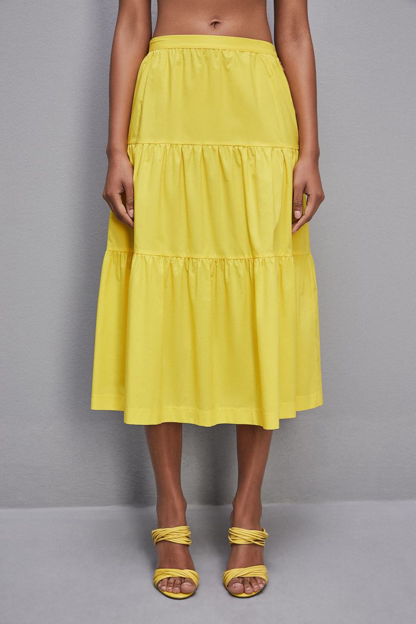 Patrizia Pepe Cotton Poplin Midi Skirt Amarelas | 1762-ZDOFV