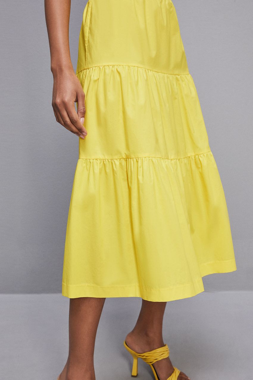 Patrizia Pepe Cotton Poplin Midi Skirt Amarelas | 1762-ZDOFV