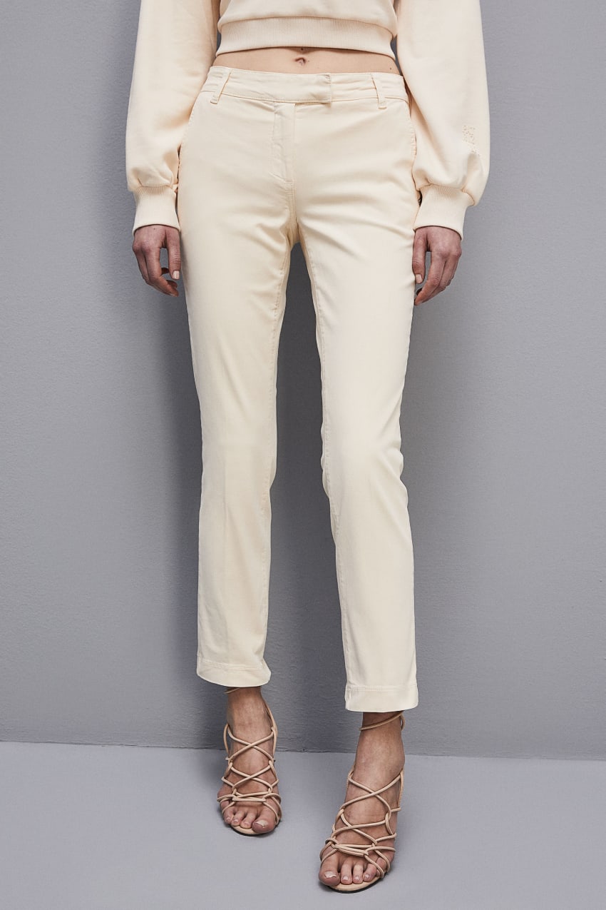 Patrizia Pepe Cotton Satin Chino Pants Bege | 9263-ILHWF