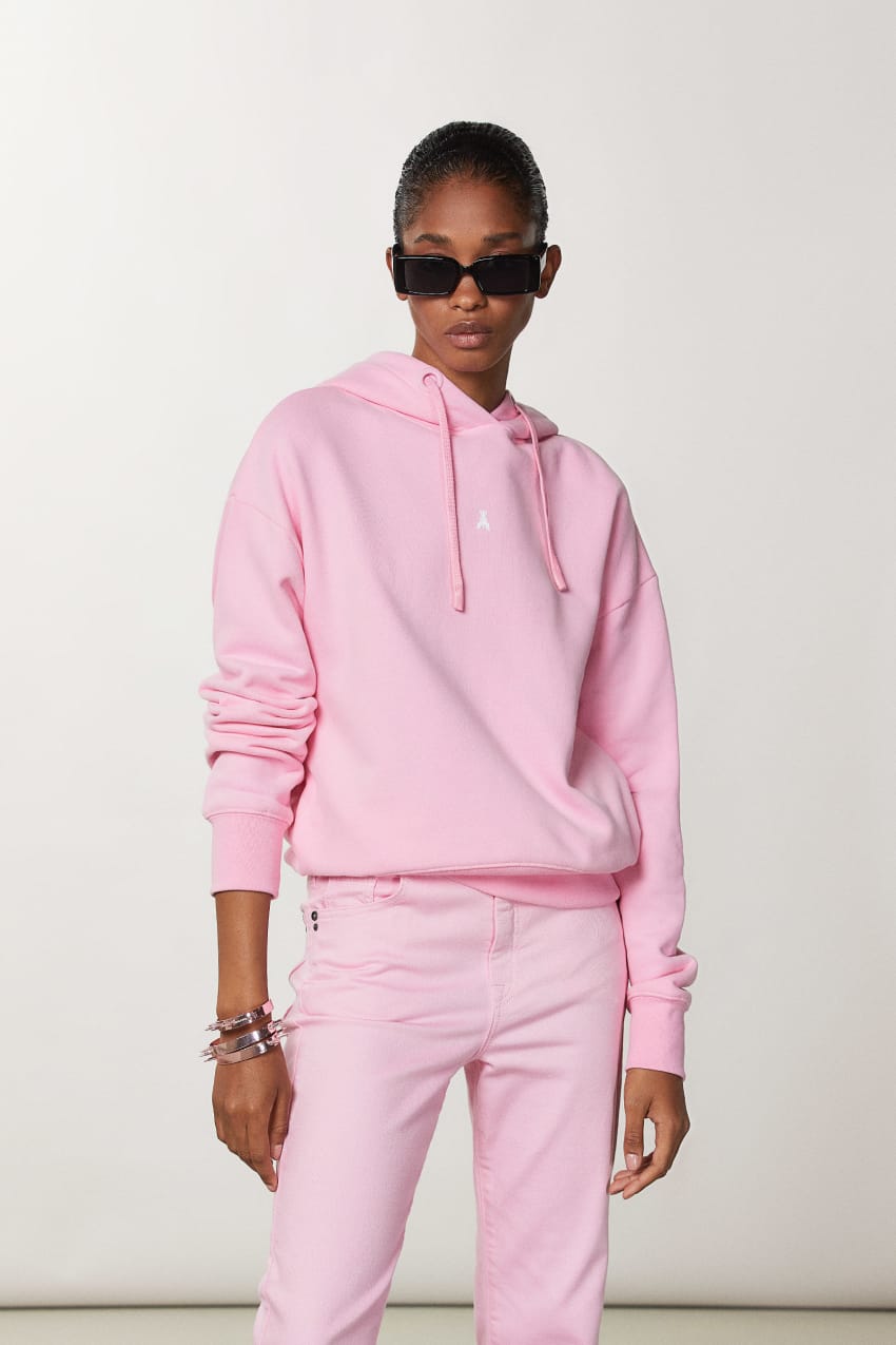 Patrizia Pepe Cotton Sweatshirt With Hood Rosa | 9831-GFHYJ