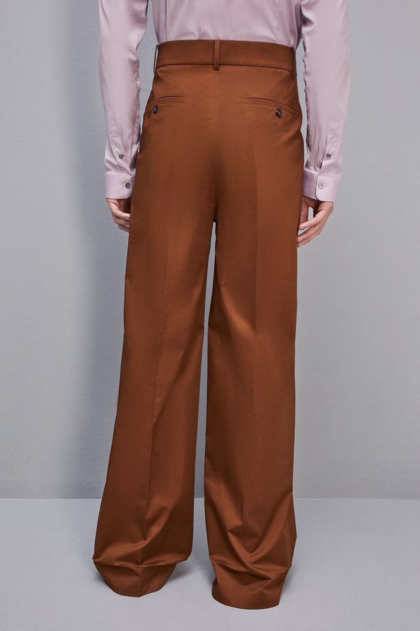 Patrizia Pepe Cotton Twill Pleated Pants Marrom | 4129-PZMRC