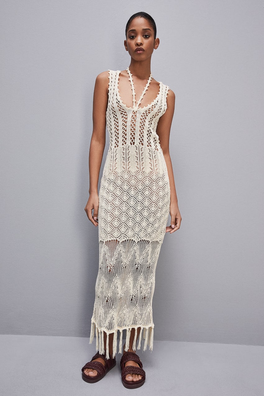 Patrizia Pepe Crochet-effect Dress Made Of Recycled Nylon Branco | 9874-ISUDJ