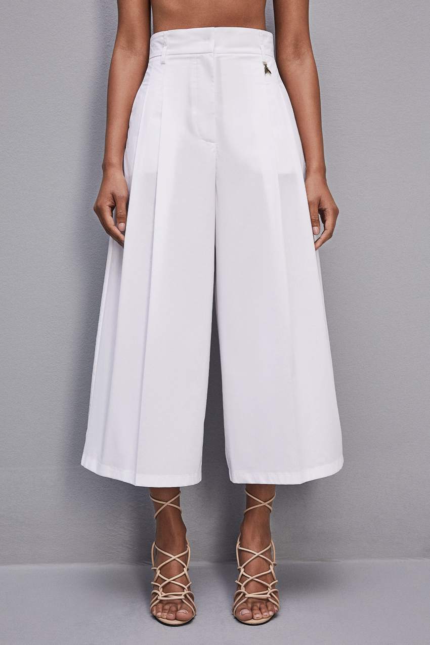 Patrizia Pepe Cropped Over Fit Pants Branco | 0617-YWDTB