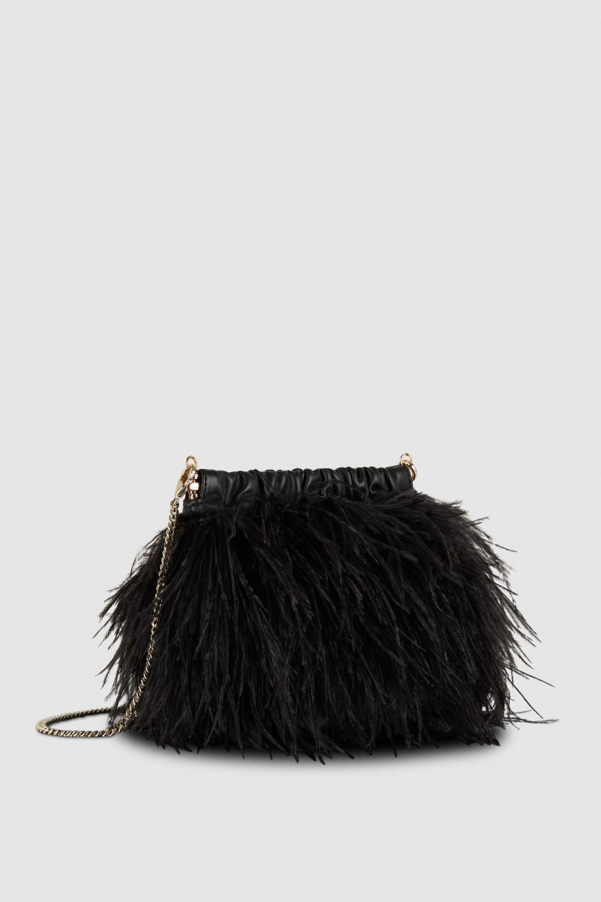 Patrizia Pepe Crossbody Bag With Feathers Pretas | 2041-IUHJO