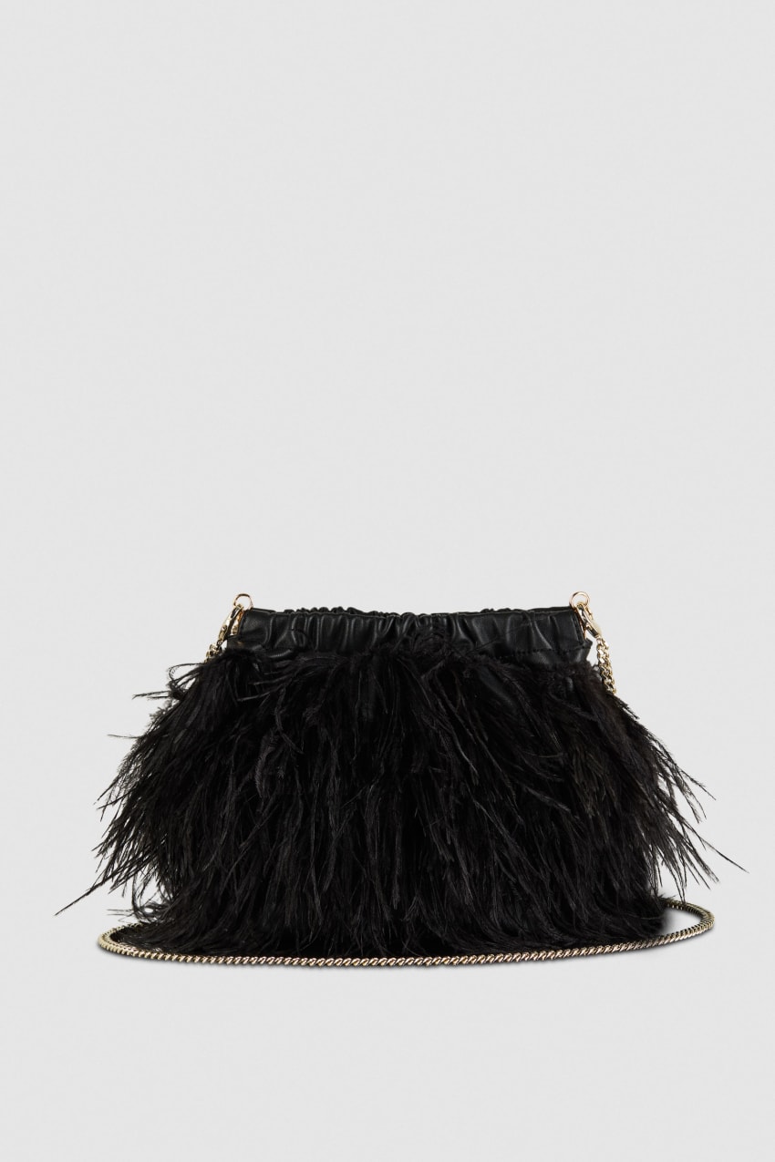 Patrizia Pepe Crossbody Bag With Feathers Pretas | 2041-IUHJO