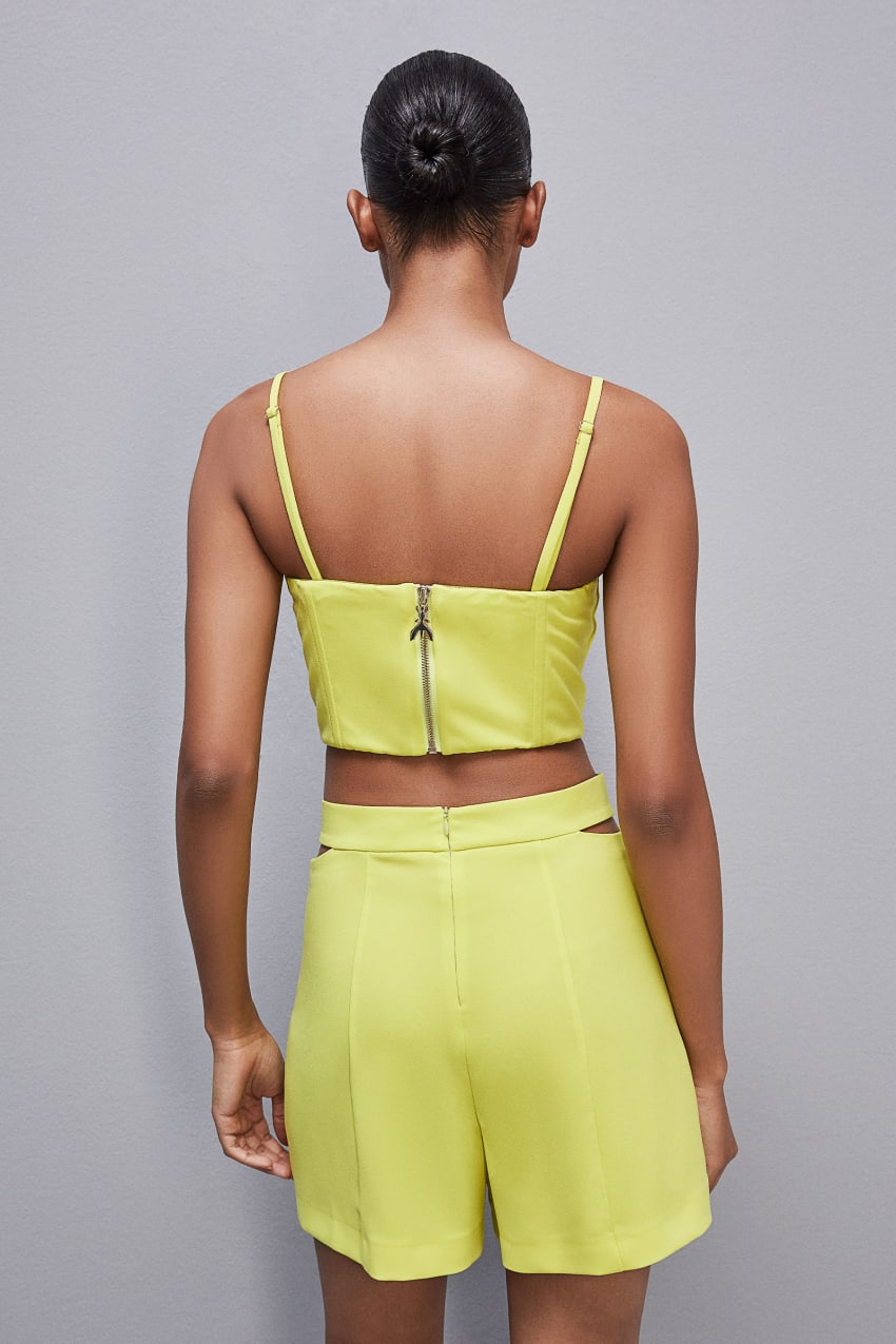 Patrizia Pepe Cut-out Bustier Top In Sablé Crepe Fabric Amarelas | 7085-CRLGN