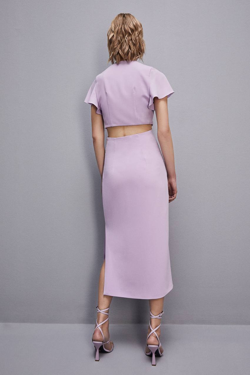 Patrizia Pepe Cut-out Midi Dress In Sablè Crepe Roxo | 6805-PUOTL