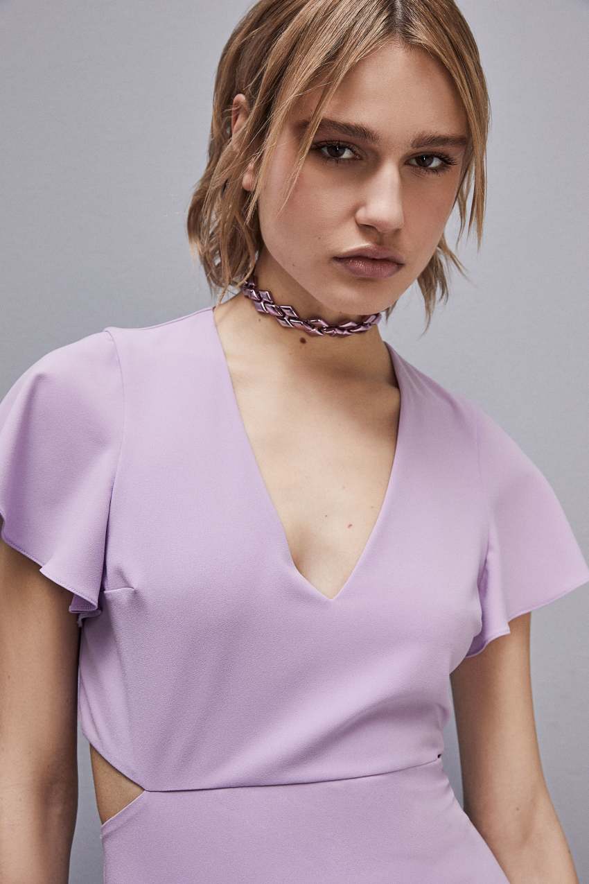 Patrizia Pepe Cut-out Midi Dress In Sablè Crepe Roxo | 6805-PUOTL