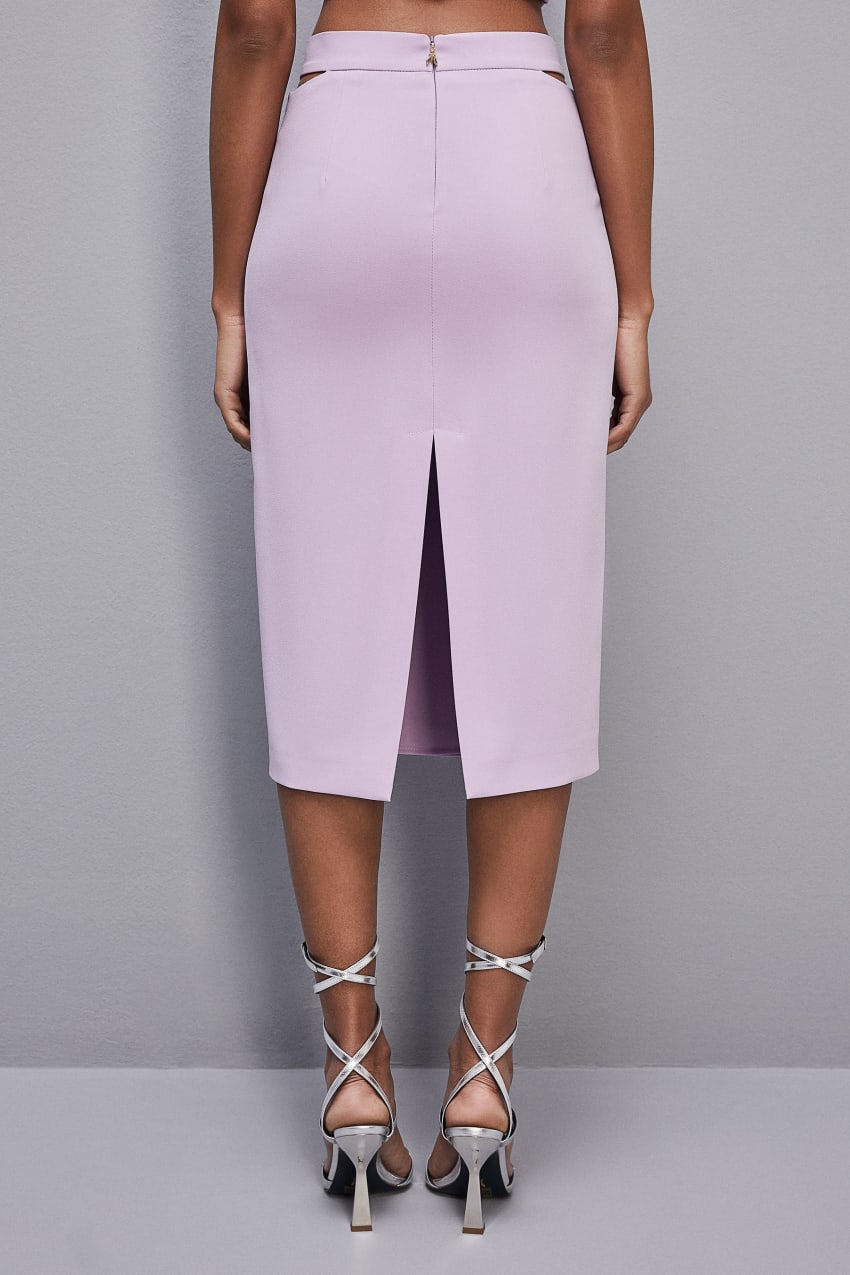 Patrizia Pepe Cut-out Midi Skirt In Sablè Crepe Roxo | 1925-CAVEP