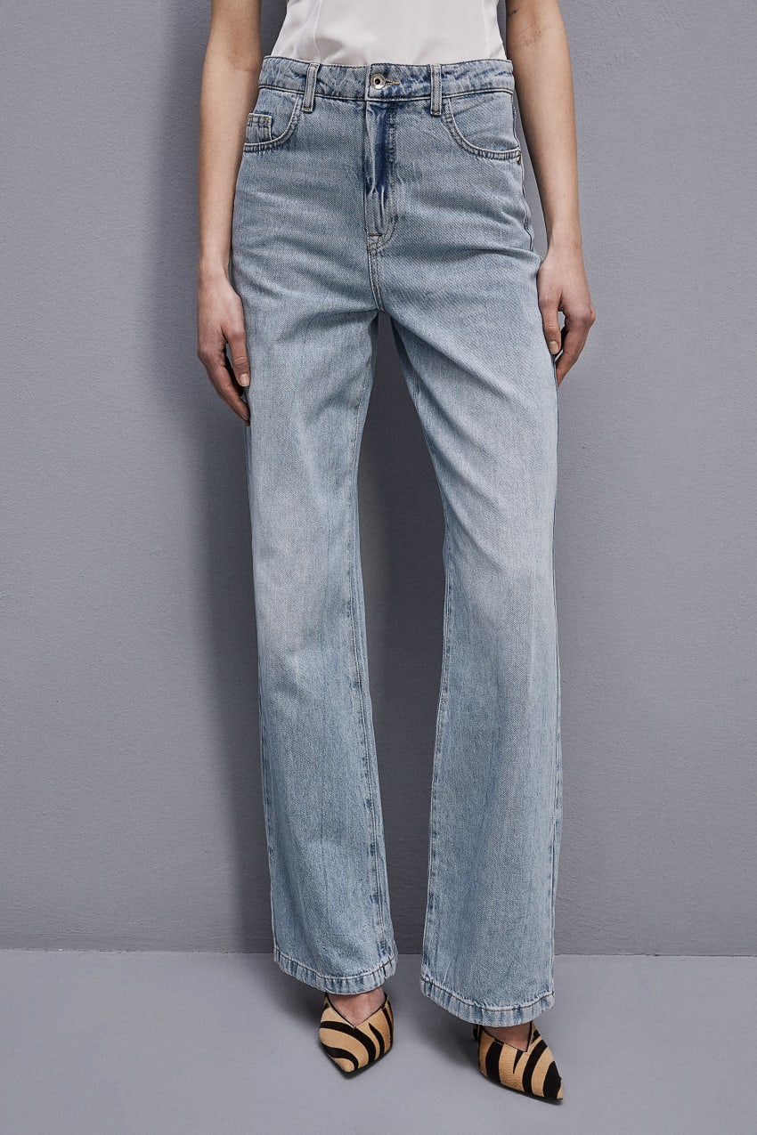 Patrizia Pepe Denim Pants With Rhinestones Luz Azuis | 3152-DYVHZ