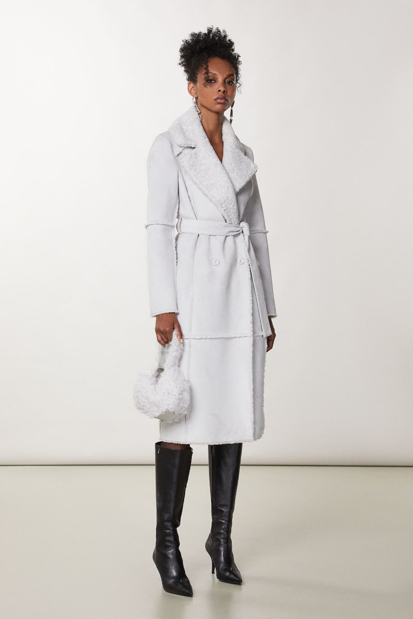 Patrizia Pepe Double Breasted Double Face Coat Branco | 5731-YGEHW