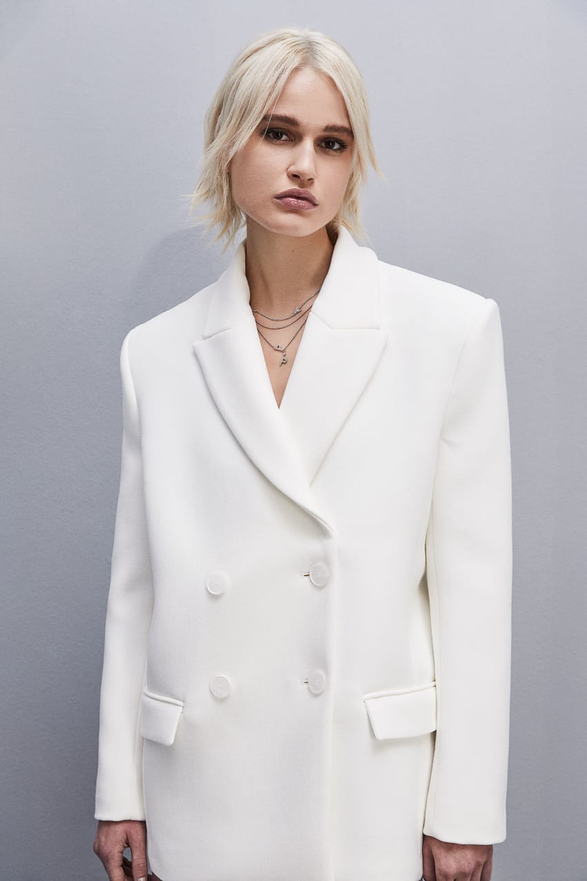 Patrizia Pepe Double-breasted Over Peacoat Branco | 4826-XJOGB