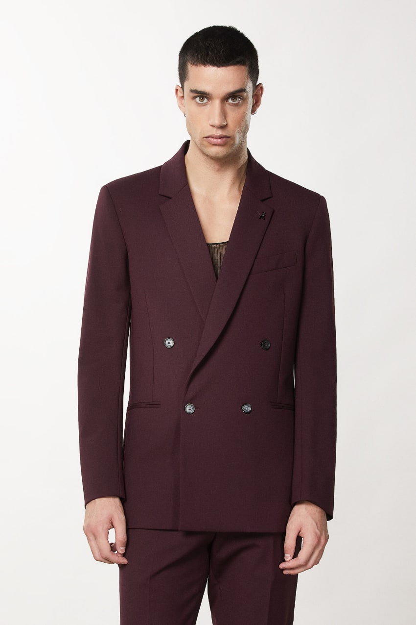 Patrizia Pepe Double-breasted Wool-blend Jacket Roxo | 8940-DEIUM