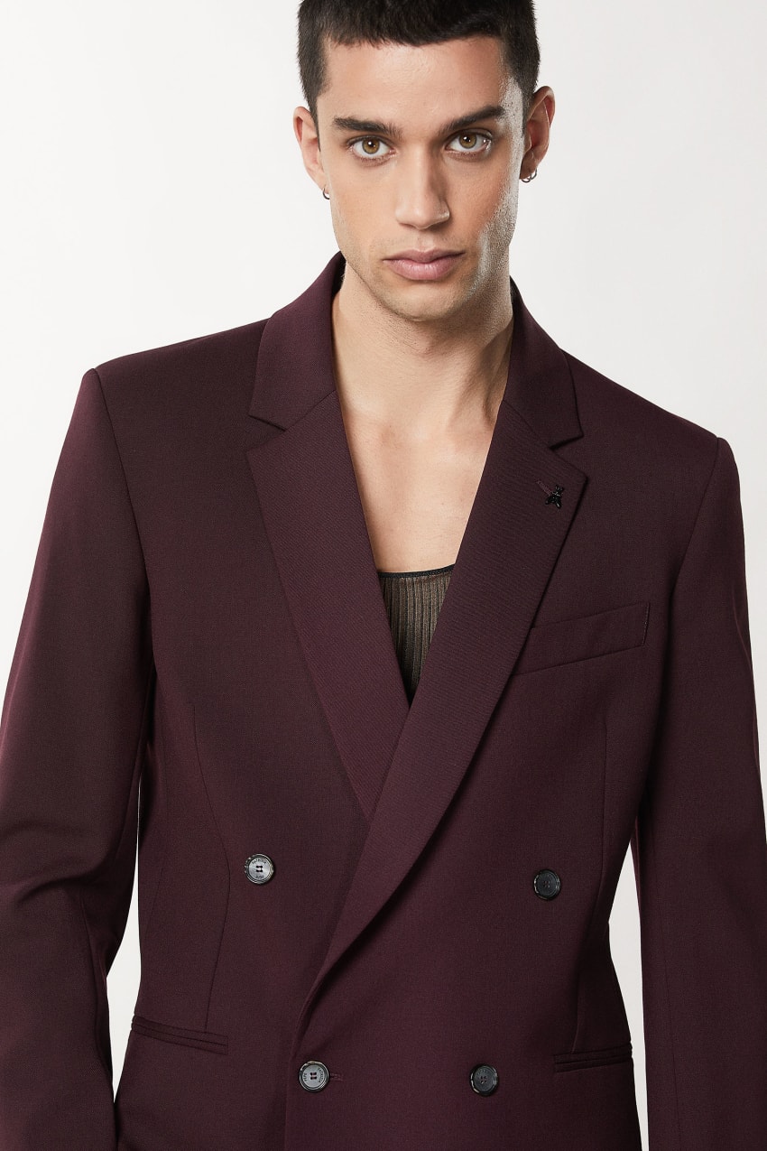 Patrizia Pepe Double-breasted Wool-blend Jacket Roxo | 8940-DEIUM