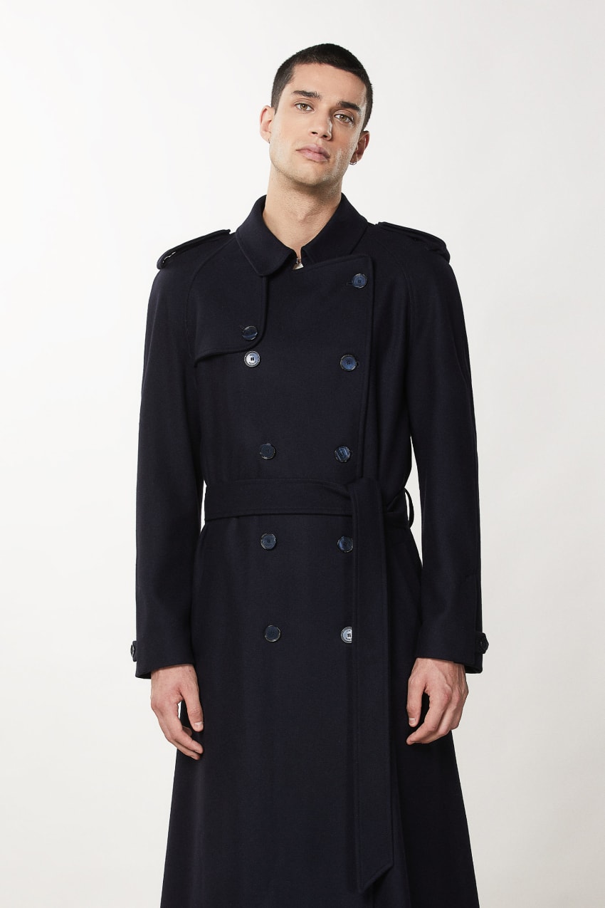 Patrizia Pepe Double-breasted Wool-blend Trench Coat Azuis | 2981-AEHCO