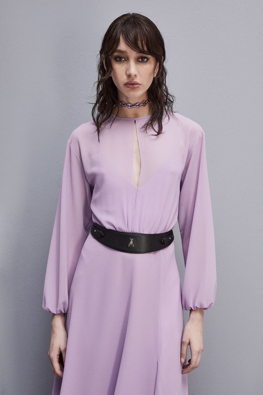 Patrizia Pepe Double-breasted-effect Dress With Soft Sleeves Roxo | 8913-VHDOB