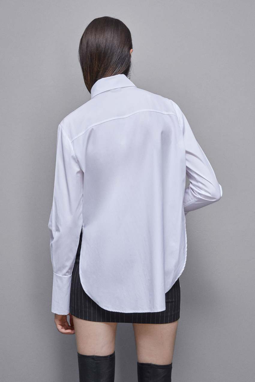 Patrizia Pepe Essential Cotton Shirt With Pocket Branco | 8142-FKJPB