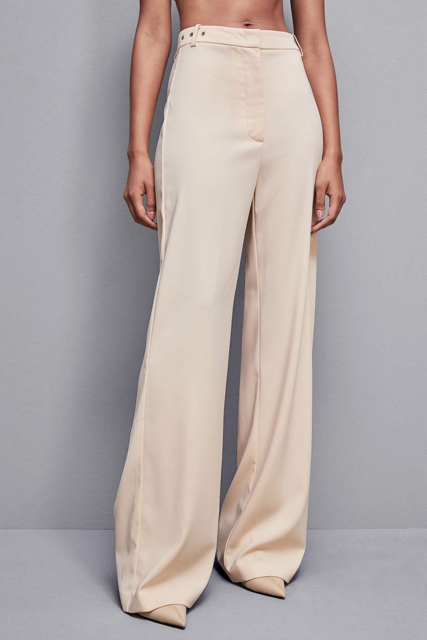 Patrizia Pepe Essential Crepe Palazzo-fit Pants Bege | 7309-BHUFS