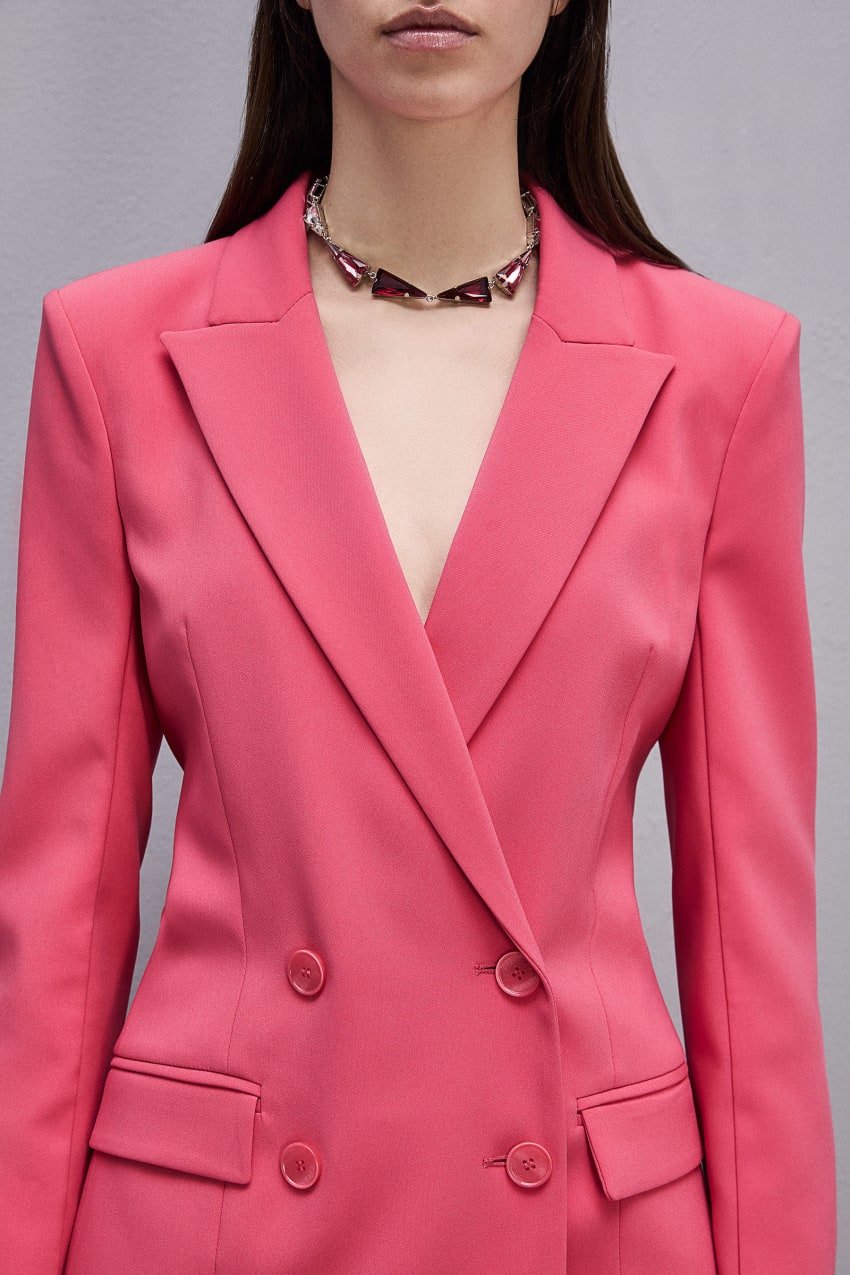 Patrizia Pepe Essential Double-breasted Suit Jacket Rosa | 9853-VSDXG