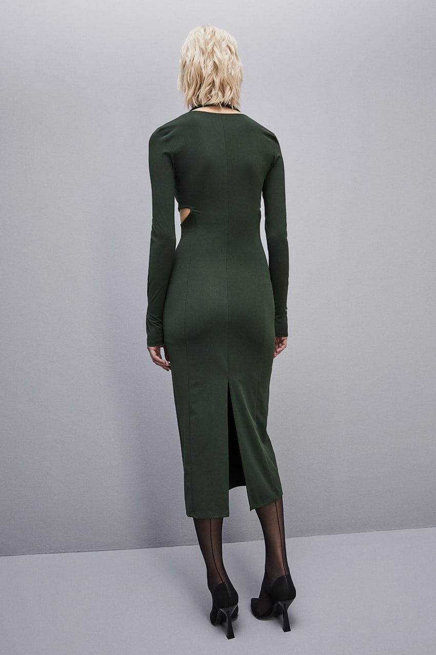 Patrizia Pepe Essential Jersey Midi Dress Verdes | 8920-HYQEG