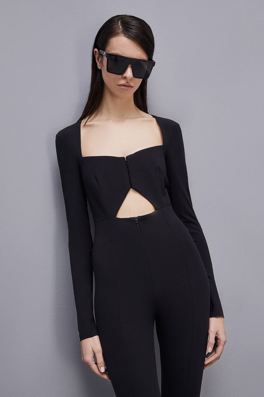 Patrizia Pepe Essential Long-sleeved Jumpsuit Pretas | 4701-YMOUA