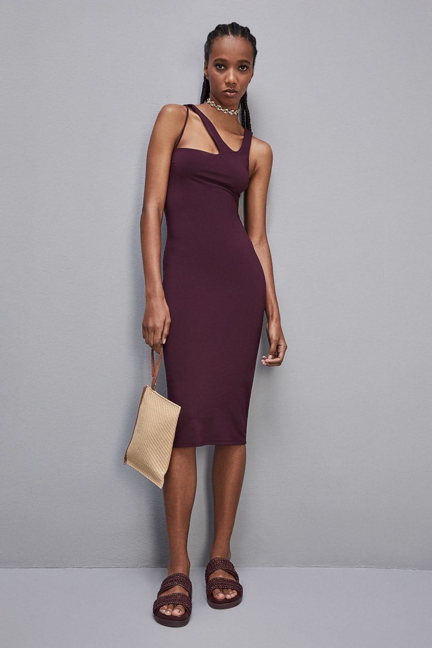 Patrizia Pepe Essential Stretch Jersey Sleeveless Dress Roxo | 8375-IADLB