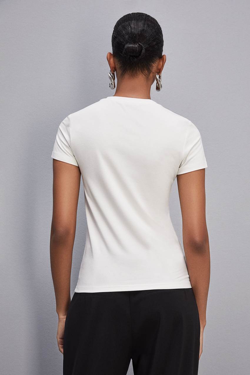 Patrizia Pepe Essential T-shirt Branco | 3182-QMHKO