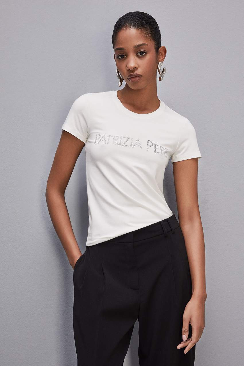 Patrizia Pepe Essential T-shirt Branco | 3182-QMHKO