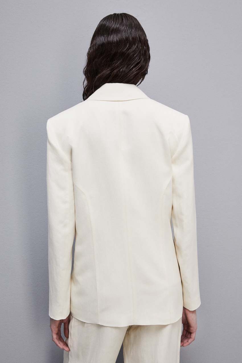 Patrizia Pepe Essential Viscose And Linen Jacket Branco | 4158-IKQZA