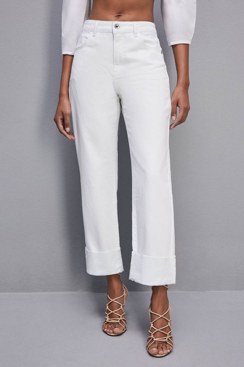 Patrizia Pepe Essential White Bull Denim Pants Branco | 2351-XOVPC