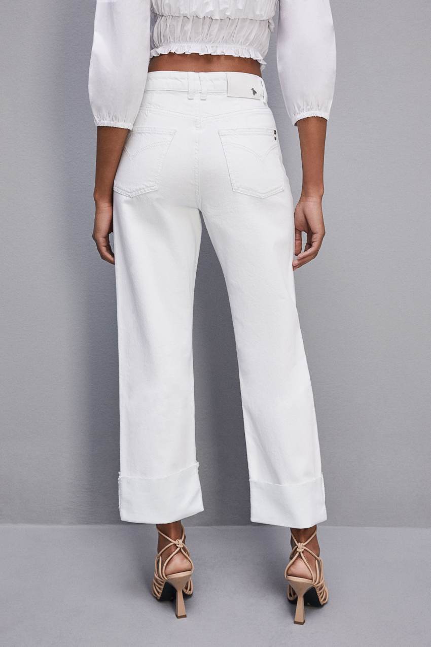 Patrizia Pepe Essential White Bull Denim Pants Branco | 2351-XOVPC