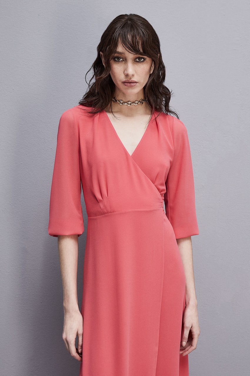 Patrizia Pepe Extra Long Wrap Dress In Georgette Rosa | 7015-YCVRD