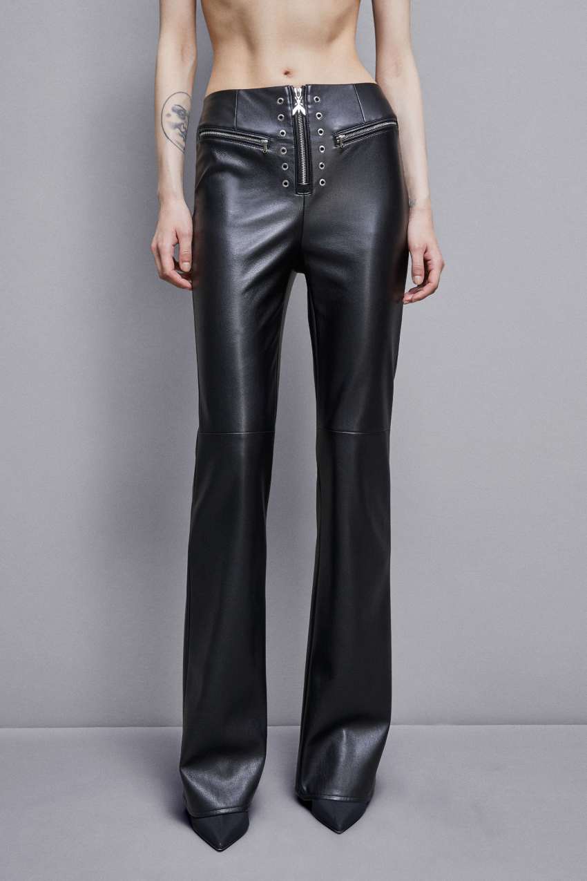 Patrizia Pepe Faux Leather High-waisted Flared Pants Pretas | 7150-FYBUK