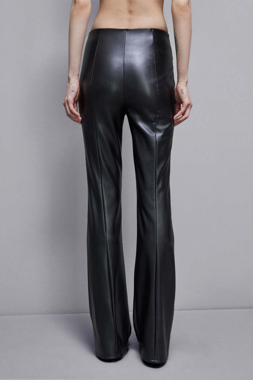 Patrizia Pepe Faux Leather High-waisted Flared Pants Pretas | 7150-FYBUK