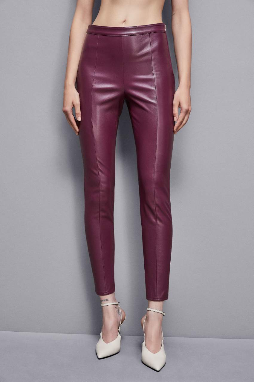 Patrizia Pepe Faux Leather Leggings Roxo | 0341-GWYIN