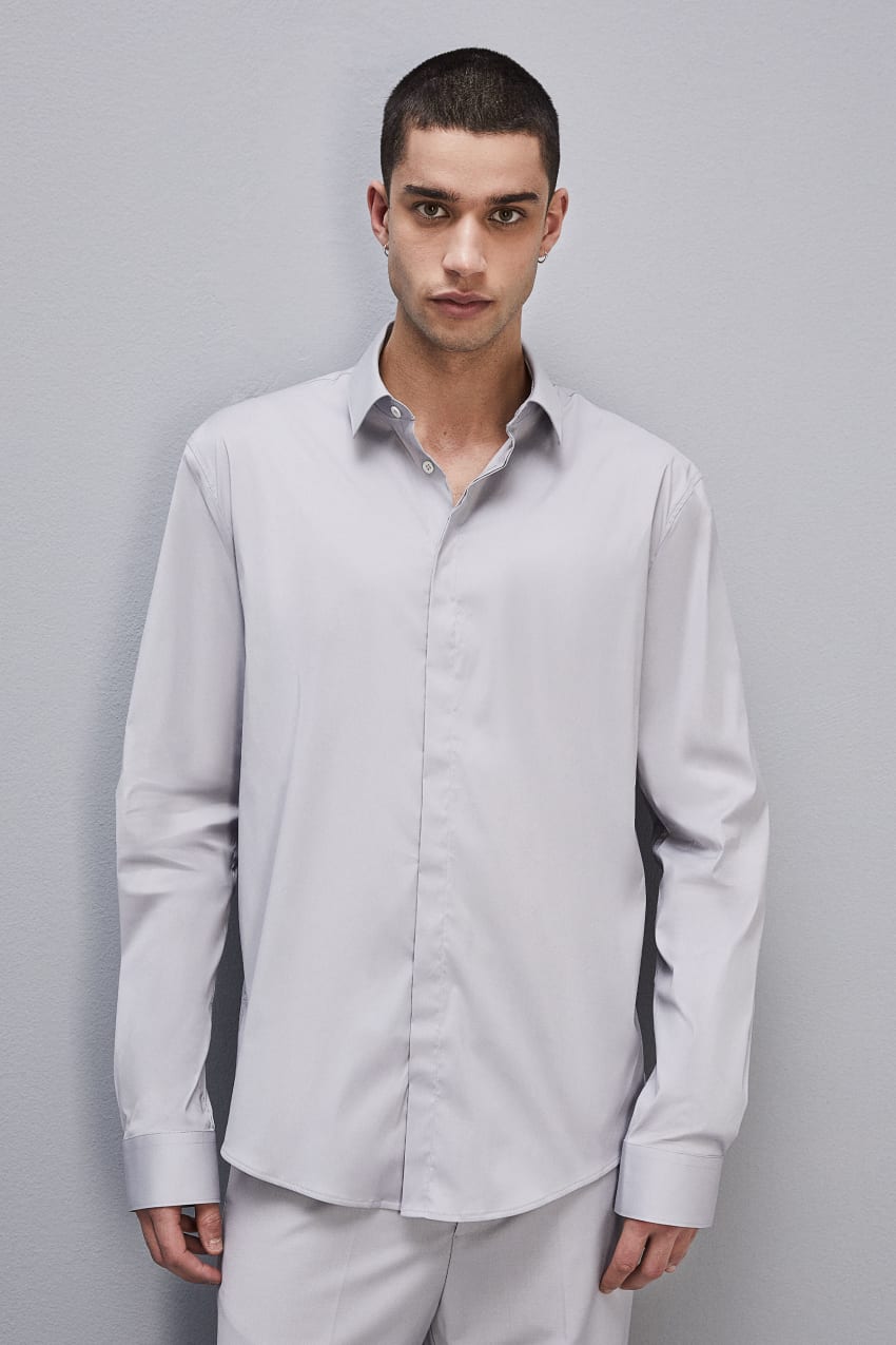 Patrizia Pepe Fitted Shirt Without Pleats In Viscose Twill Cinzentas | 7685-WPCRV