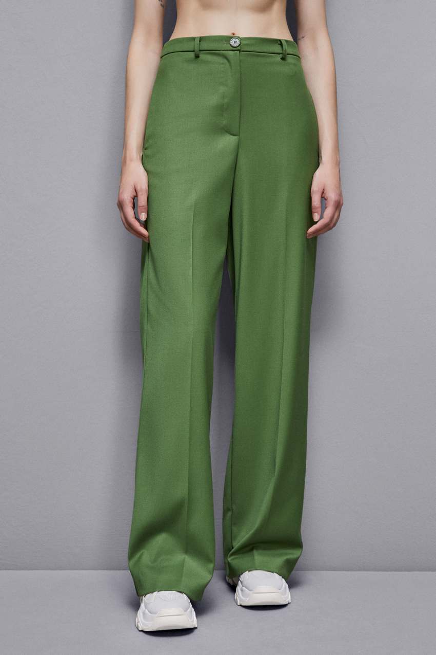 Patrizia Pepe Flannel Pants With Pleats Verdes | 0562-YSPXH