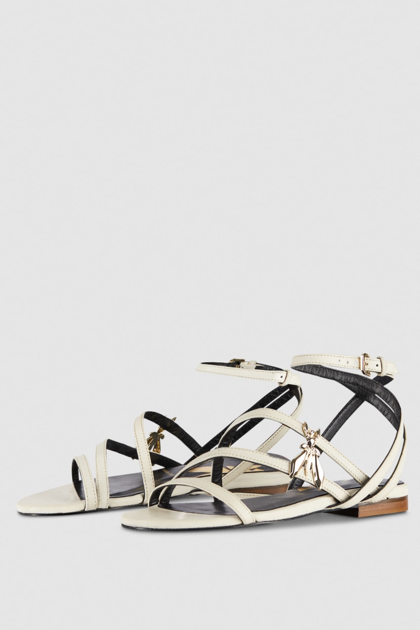 Patrizia Pepe Flat Leather Sandals Bege | 8497-VLOSQ