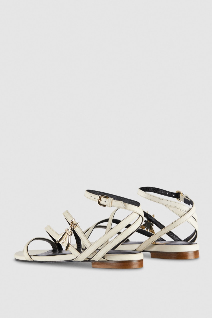 Patrizia Pepe Flat Leather Sandals Bege | 8497-VLOSQ