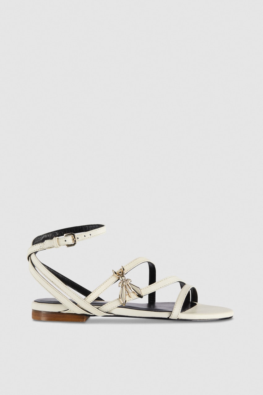 Patrizia Pepe Flat Leather Sandals Bege | 8497-VLOSQ