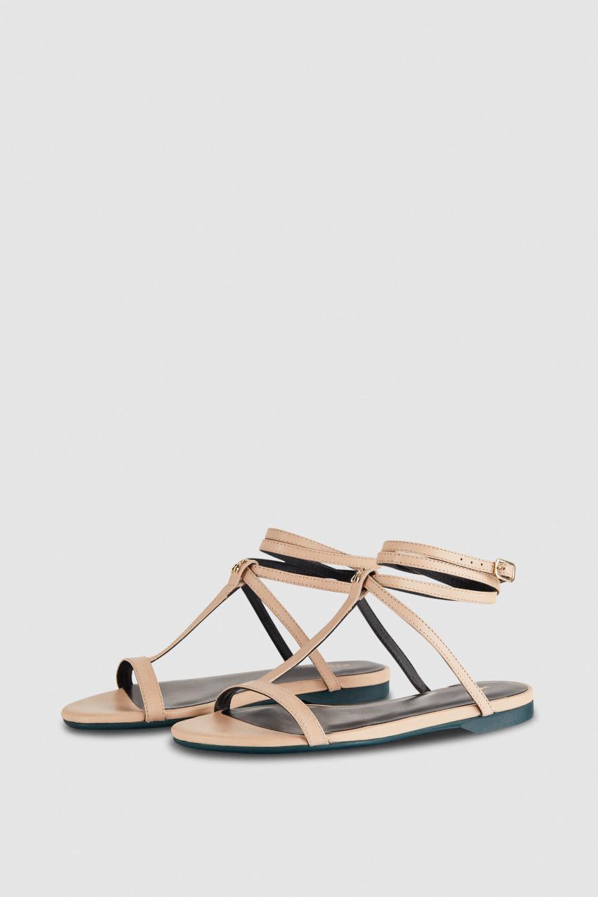 Patrizia Pepe Flat Sandals With Ankle Strap Bege | 9275-PMEBA