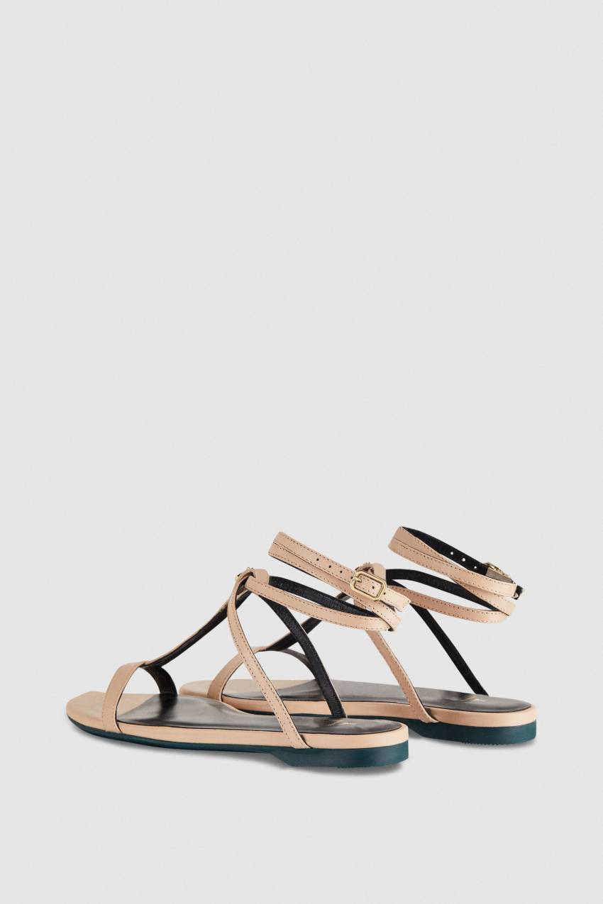 Patrizia Pepe Flat Sandals With Ankle Strap Bege | 9275-PMEBA