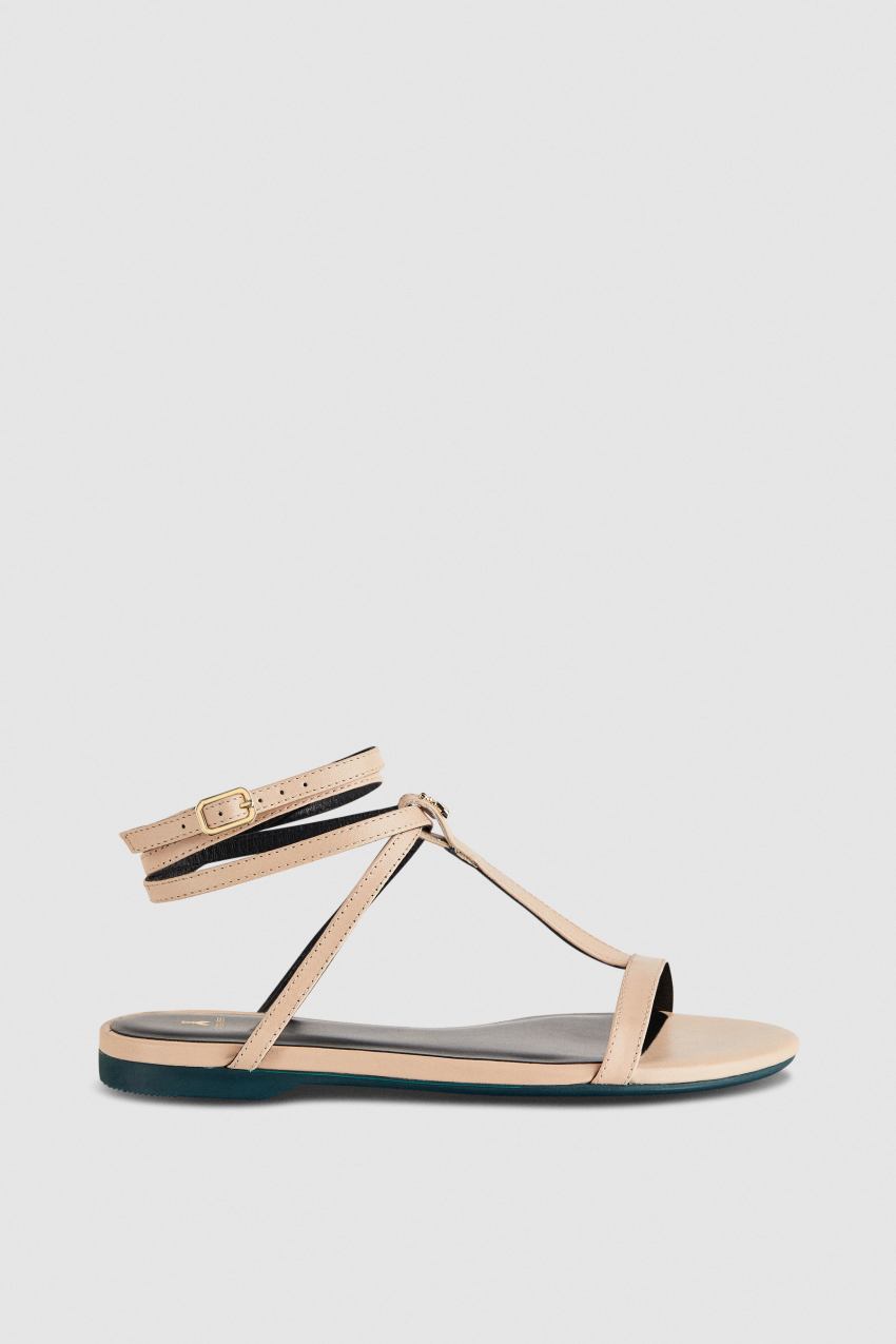 Patrizia Pepe Flat Sandals With Ankle Strap Bege | 9275-PMEBA