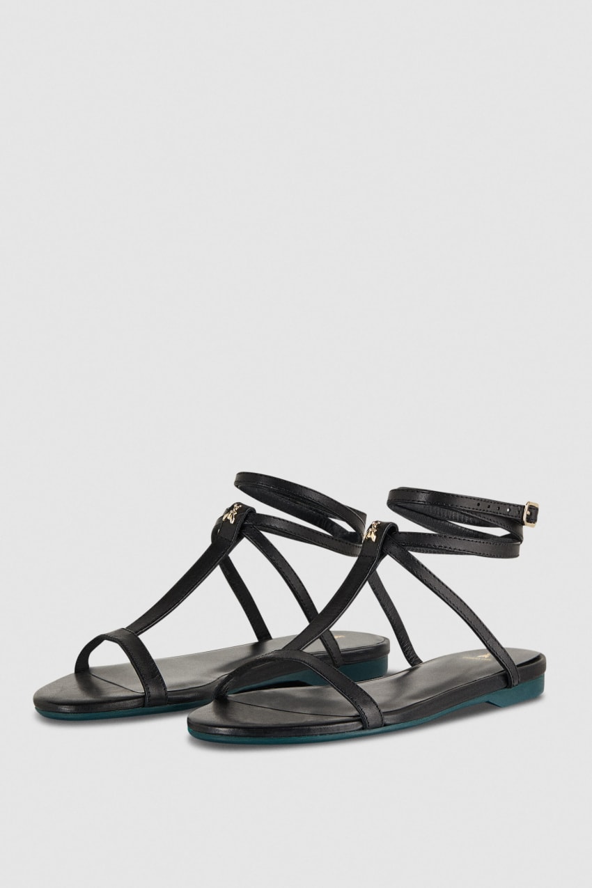 Patrizia Pepe Flat Sandals With Ankle Strap Pretas | 6814-WBLFU