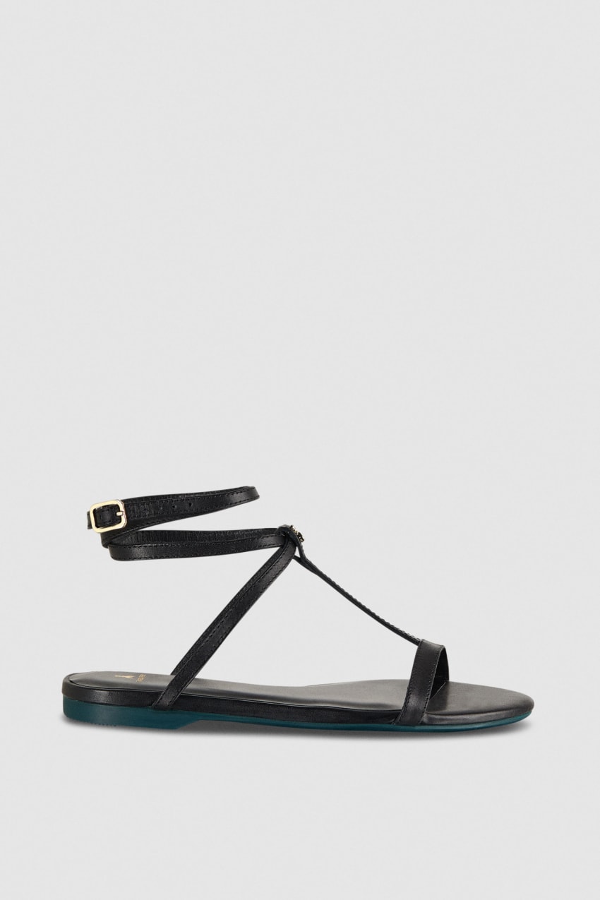 Patrizia Pepe Flat Sandals With Ankle Strap Pretas | 6814-WBLFU