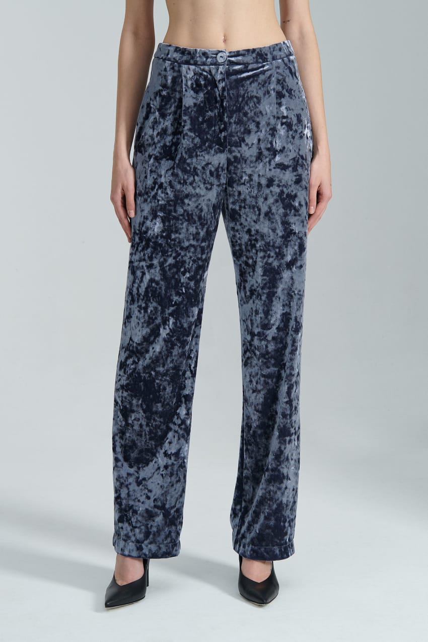 Patrizia Pepe Flowing Velvet Pants Azuis | 4613-LIHRS