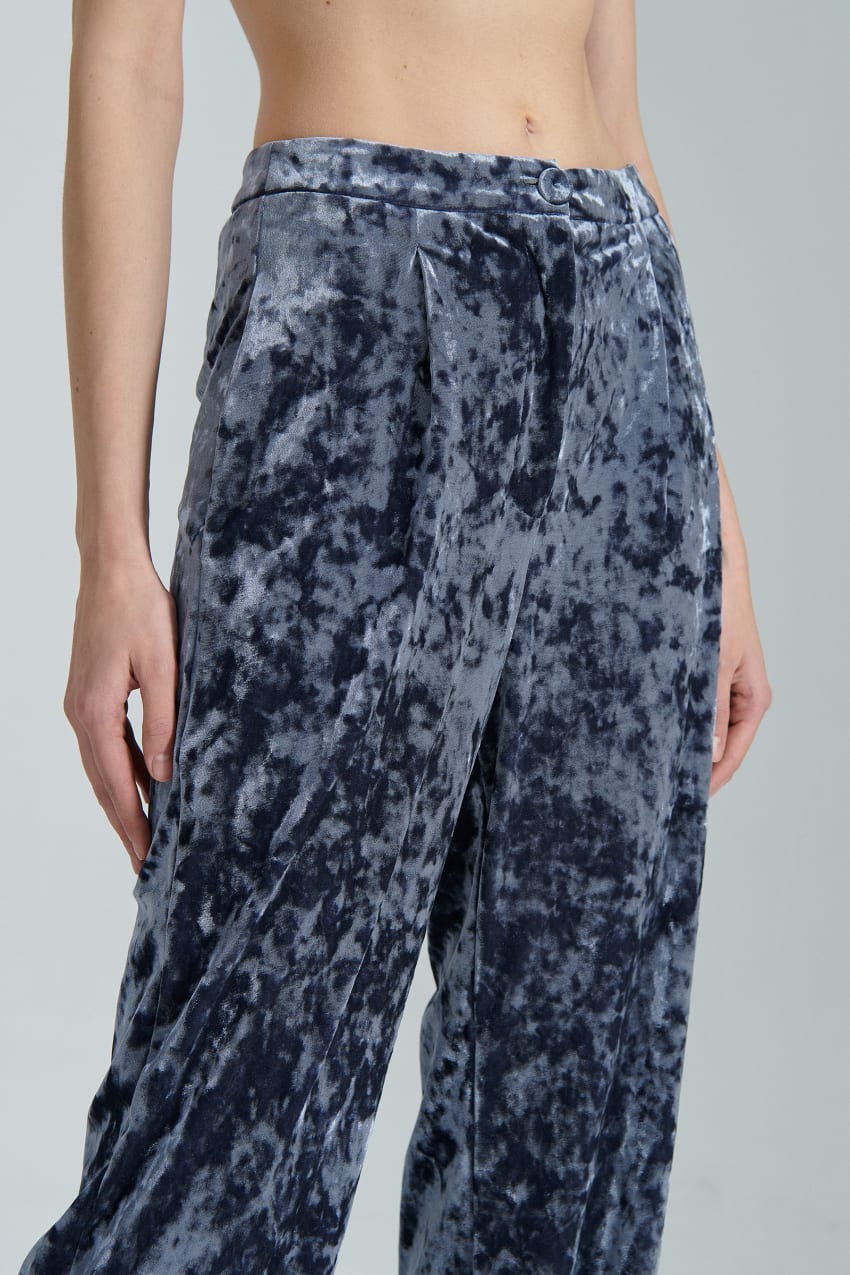 Patrizia Pepe Flowing Velvet Pants Azuis | 4613-LIHRS